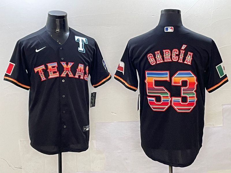 Men Texas Rangers #53 Garcia Black Mexico 2025 Nike MLB Jersey style 4
